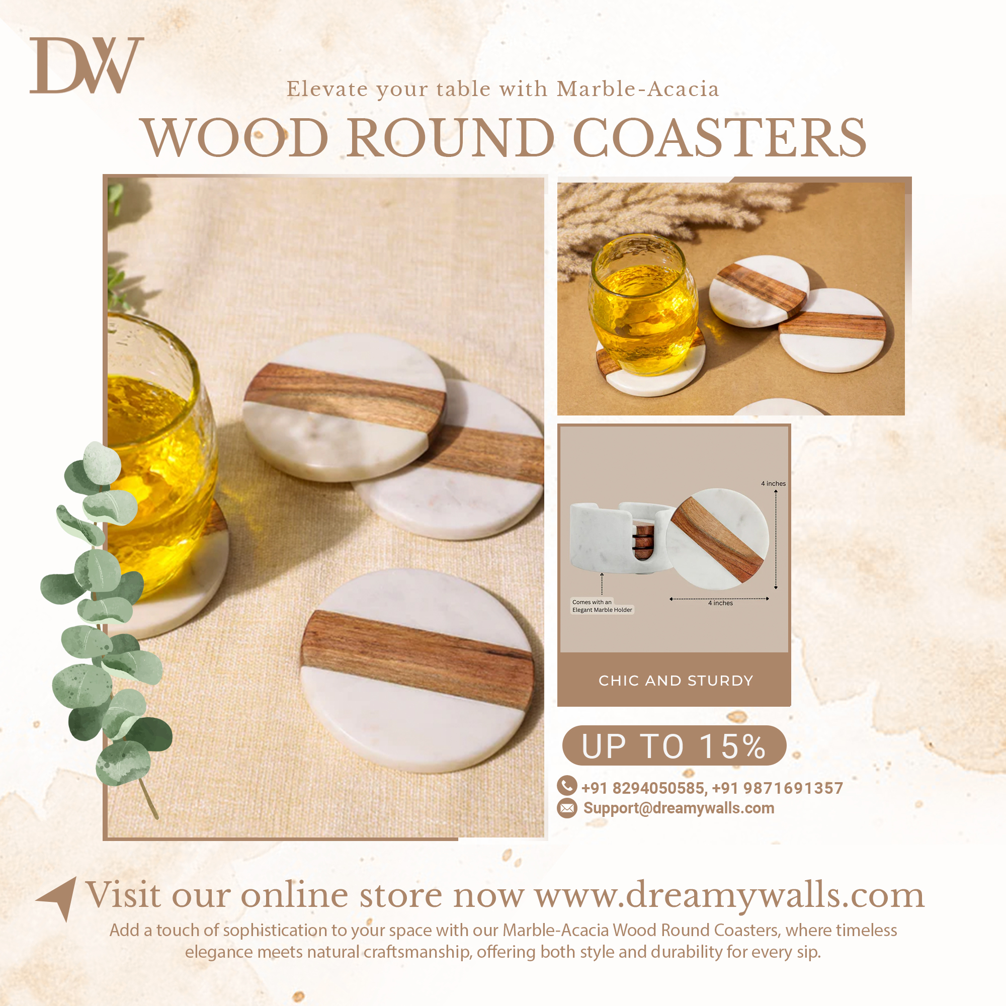 Wood Round Coasters | Stylish & Durable Drink Coasters For Your Home